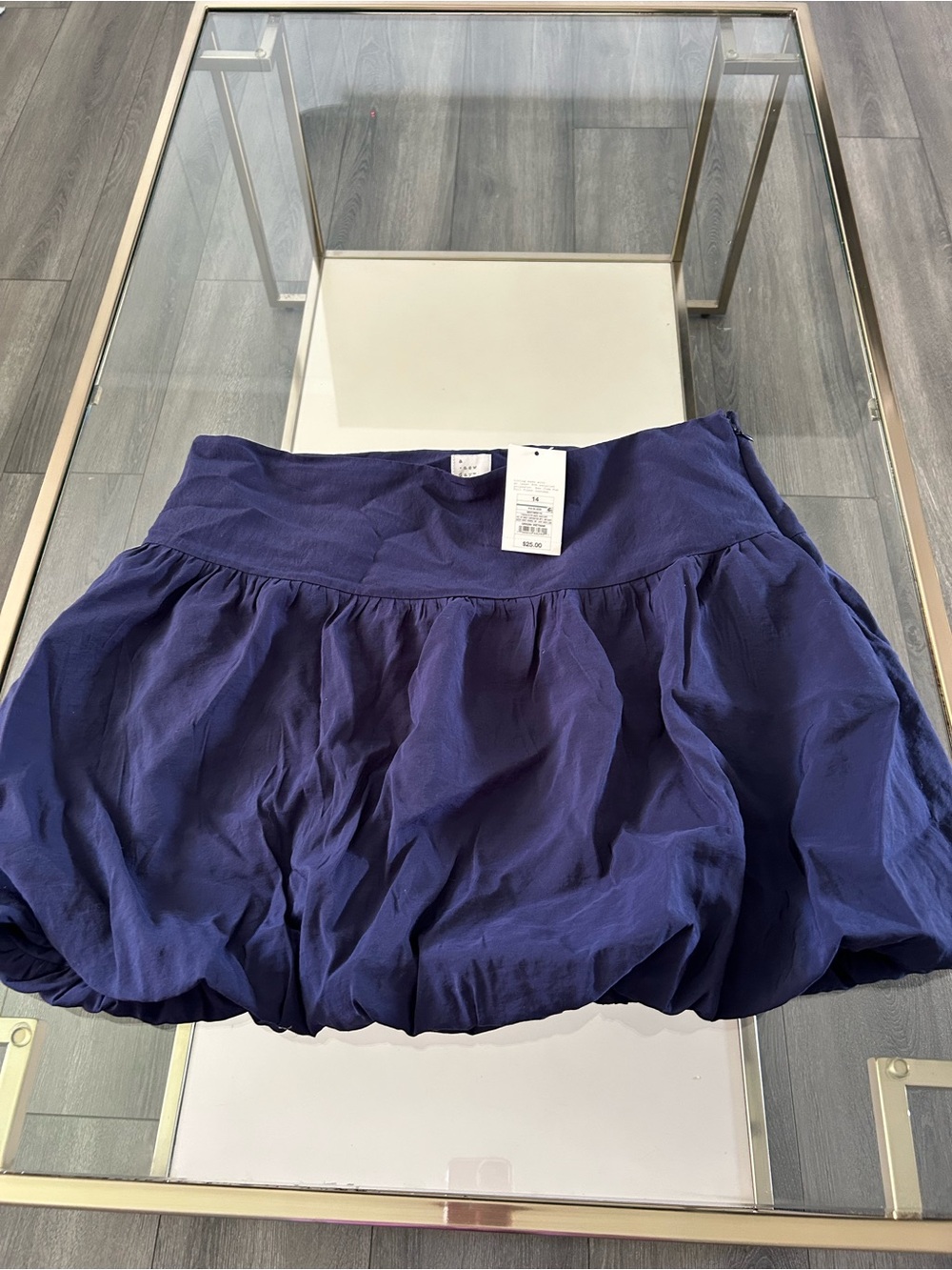 New York & Company Navy Bubble Skater Skirt